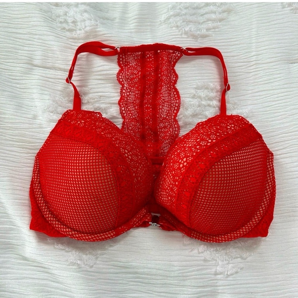 Victoria's Secret Red Lace Racerback Push-Up Bra